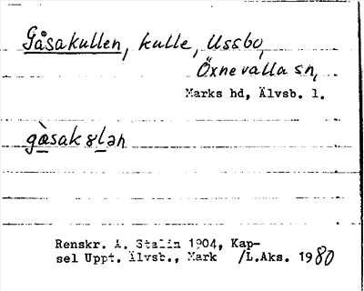 Bild på arkivkortet för arkivposten Gåsakullen