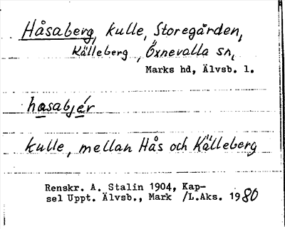 Bild på arkivkortet för arkivposten Håsaberg