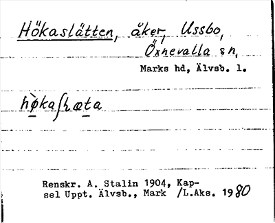 Bild på arkivkortet för arkivposten Hökaslätten