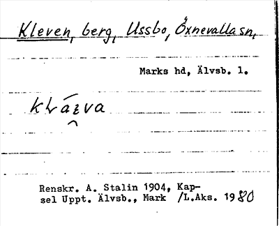 Bild på arkivkortet för arkivposten Kleven