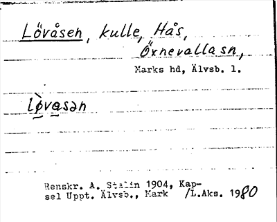 Bild på arkivkortet för arkivposten Lövåsen