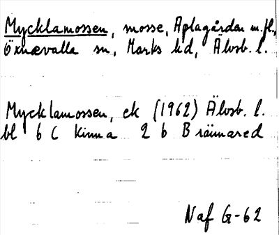 Bild på arkivkortet för arkivposten Mycklamossen