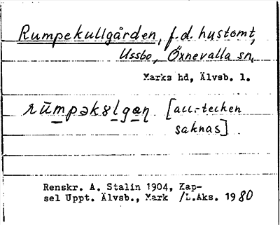 Bild på arkivkortet för arkivposten Rumpekullgården