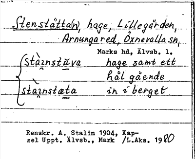Bild på arkivkortet för arkivposten Stenstätta(n)