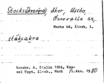 Bild på arkivkortet för arkivposten Stocksåkrar(na)
