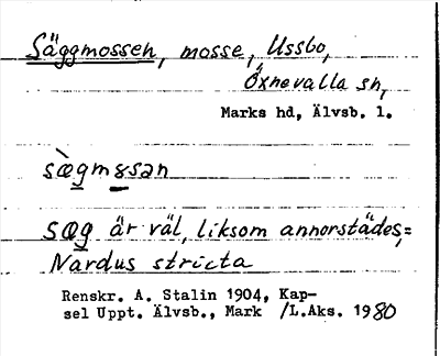 Bild på arkivkortet för arkivposten Säggmossen