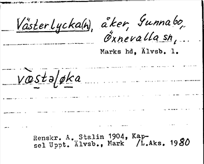 Bild på arkivkortet för arkivposten Västerlycka(n)