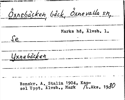 Bild på arkivkortet för arkivposten Öxnebäcken, se Yxnebäcken
