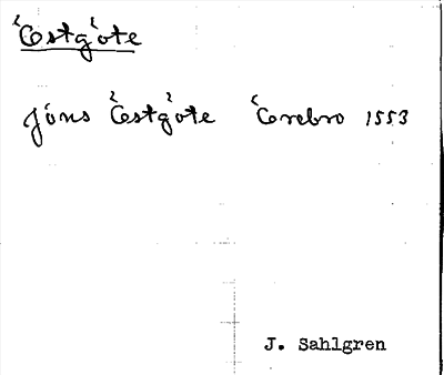 Bild på arkivkortet för arkivposten Östgöte