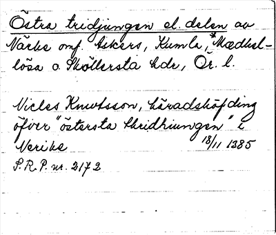 Bild på arkivkortet för arkivposten Östra tridjungen eller delen