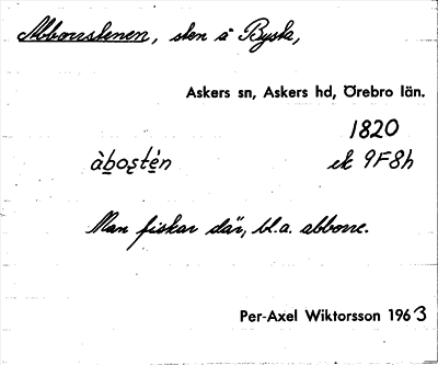 Bild på arkivkortet för arkivposten Abborrstenen