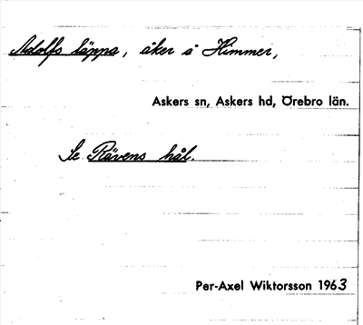 Bild på arkivkortet för arkivposten Adolfs täppa, se Rävens hål