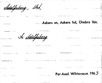 Bild på arkivkortet för arkivposten Adolfsberg, se Adolfsborg