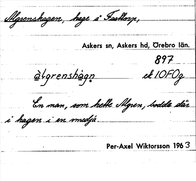 Bild på arkivkortet för arkivposten Algrenshagen