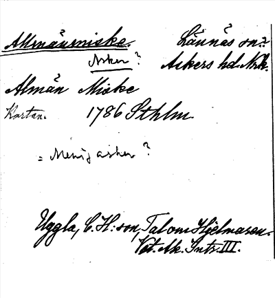 Bild på arkivkortet för arkivposten Allmänsniske