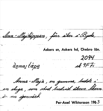 Bild på arkivkortet för arkivposten Ann-Majtäppan