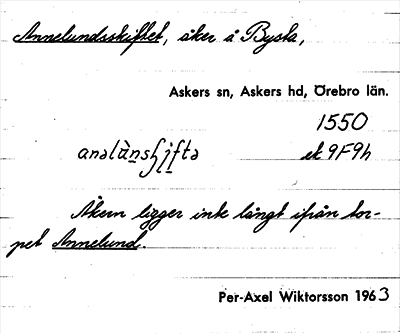 Bild på arkivkortet för arkivposten Annelundsskiftet