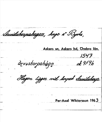 Bild på arkivkortet för arkivposten Arvidstorpahagen