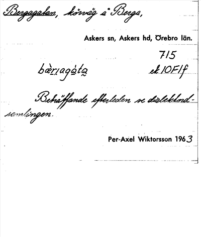 Bild på arkivkortet för arkivposten Bergagatan