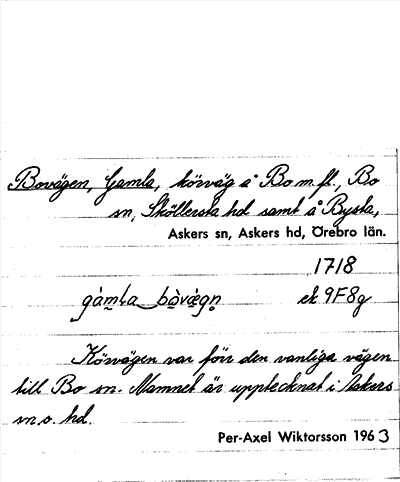 Bild på arkivkortet för arkivposten Bovägen, Gamla