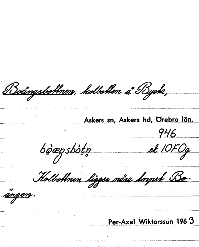 Bild på arkivkortet för arkivposten Boängsbottnen