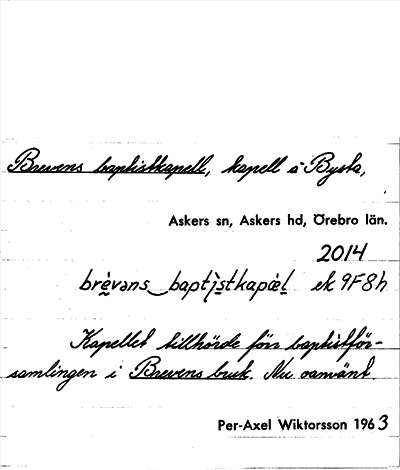 Bild på arkivkortet för arkivposten Brevens baptistkapell