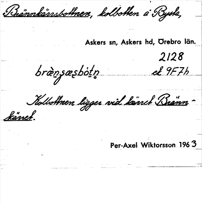 Bild på arkivkortet för arkivposten Brännkärrsbottnen