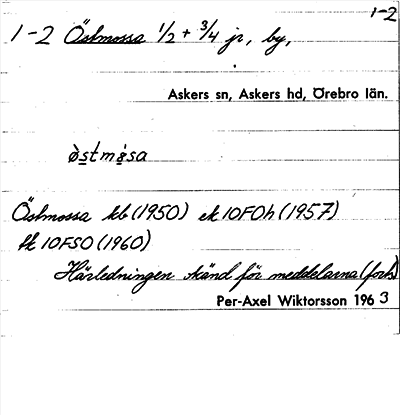 Bild på arkivkortet för arkivposten Östmossa