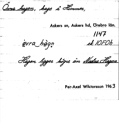 Bild på arkivkortet för arkivposten Övra hagen