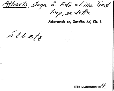 Bild på arkivkortet för arkivposten Alberts