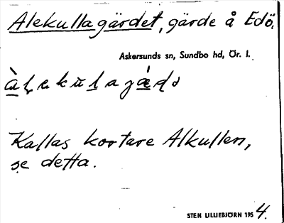 Bild på arkivkortet för arkivposten Alekullagärdet