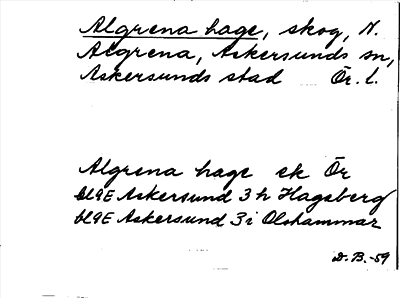Bild på arkivkortet för arkivposten Algrena hage