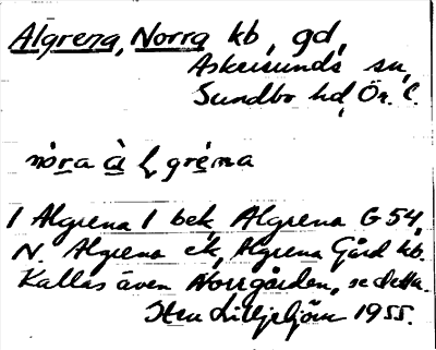 Bild på arkivkortet för arkivposten Algrena, Norra