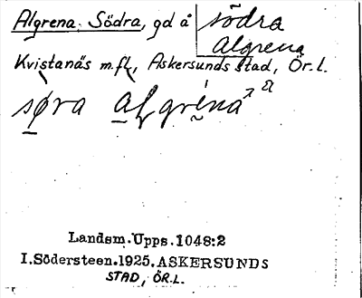 Bild på arkivkortet för arkivposten Algrena, Södra