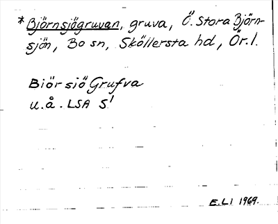 Bild på arkivkortet för arkivposten *Björnsjögruvan