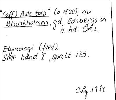 Bild på arkivkortet för arkivposten »(aff) Asle torp», nu Blankholmen