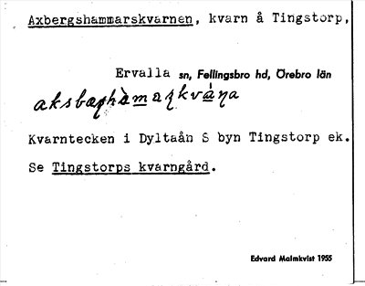 Bild på arkivkortet för arkivposten Axbergshammarskvarnen