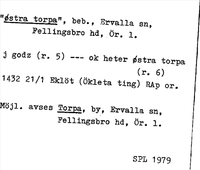 Bild på arkivkortet för arkivposten »østra torpa»