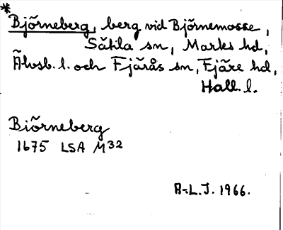 Bild på arkivkortet för arkivposten *Björneberg