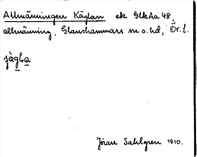Bild på arkivkortet för arkivposten Allmänningen Käglan