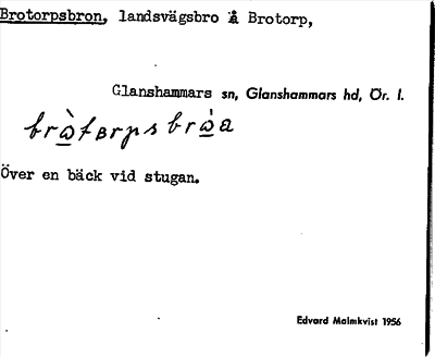 Bild på arkivkortet för arkivposten Brotorpsbron
