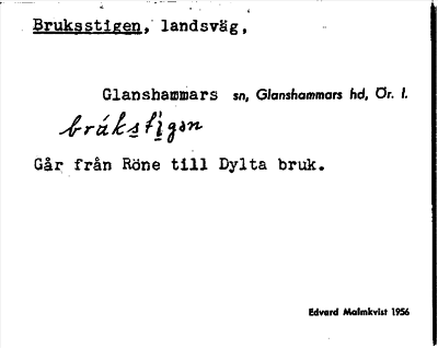 Bild på arkivkortet för arkivposten Brukstigen