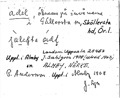 Bild på arkivkortet för arkivposten adel