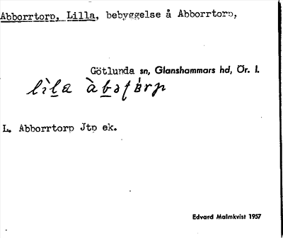 Bild på arkivkortet för arkivposten Abborrtorp, Lilla