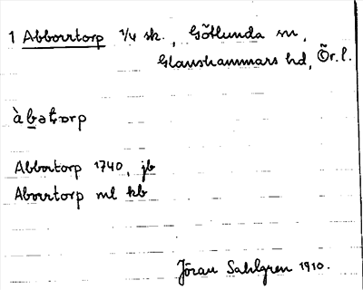 Bild på arkivkortet för arkivposten Abborrtorp