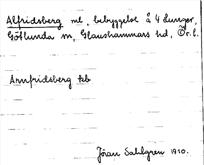 Bild på arkivkortet för arkivposten Alfridsberg