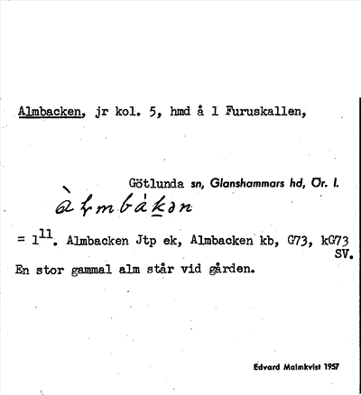 Bild på arkivkortet för arkivposten Almbacken