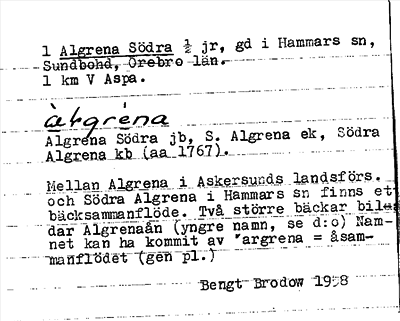 Bild på arkivkortet för arkivposten Algrena Södra