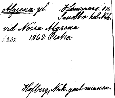 Bild på arkivkortet för arkivposten Algrena