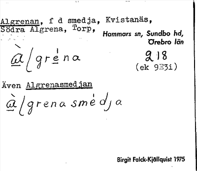 Bild på arkivkortet för arkivposten Algrenan